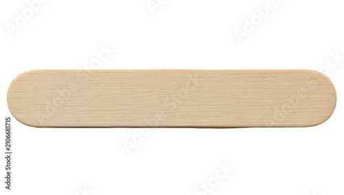Fotografía Isolated flat natural wooden tongue depressor, also used as a craft stick or stirrer tool