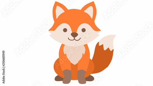 Foto Cute Orange Fox Illustration for Preschool Educational Projects and Nursery Deco