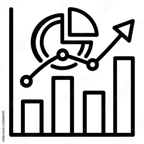 Data visualization icon outline line vector representing visual information chart graph analytics diagram for website and mobile app user interface design