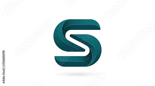 3D teal letter S logo with ribbon folding effect.