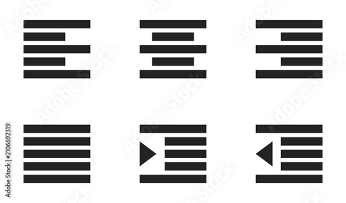 Photos Text Alignment and Indent Paragraph Formatting Icon Set for User Interface Desig