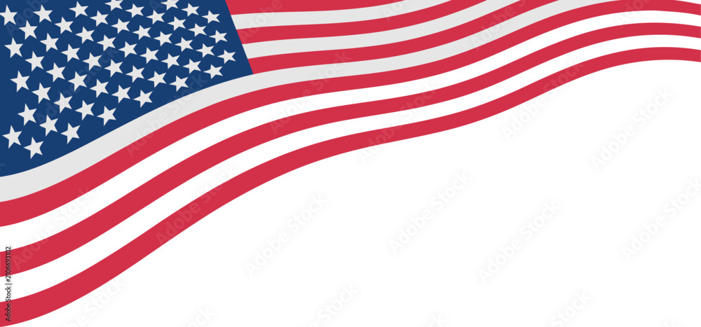 Obraz premium Waving american flag illustration on a white background