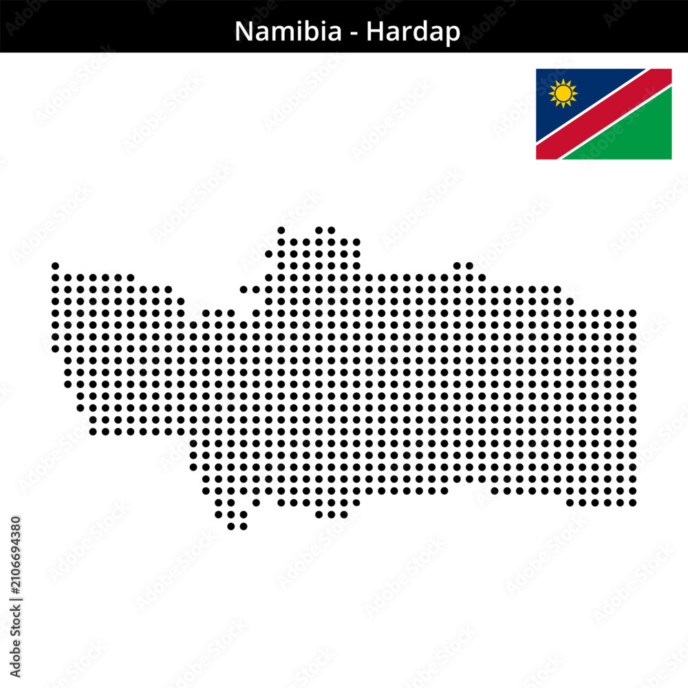 Obraz premium Map of Namibia region Hardap in medium size dots