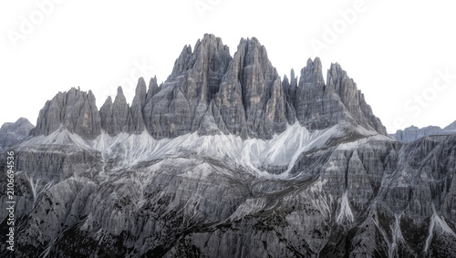 Cuadro en lienzo Isolated majestic mountain range with dramatic jagged peaks and weathered rock f