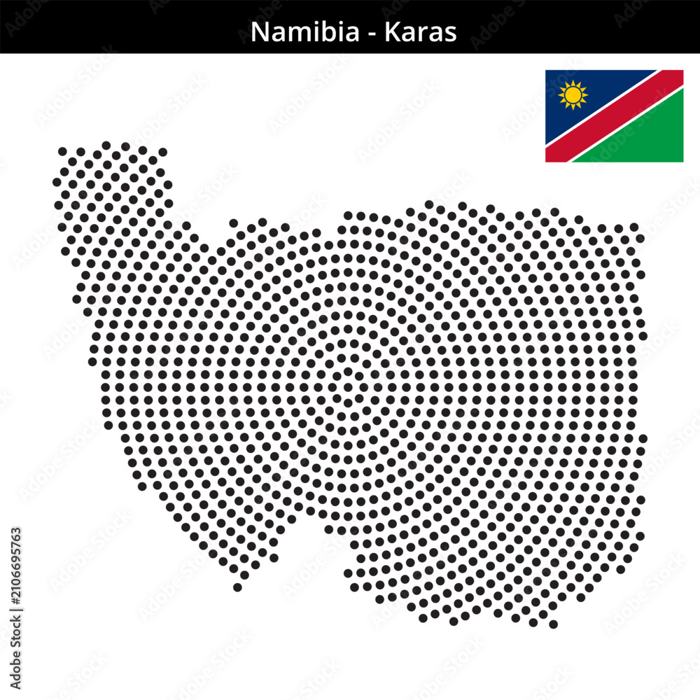 Fototapeta premium Map of Namibia region Karas in concentric medium dots