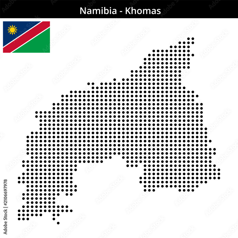 Fototapeta premium Map of Namibia region Khomas in medium size dots