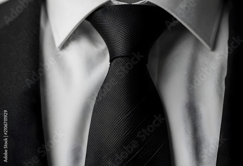 Close up of a black tie and...