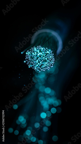 Abstract fiber optic light strands for global internet data technology with technology communication internet transmission broadband connectivity telecommunication abstract
