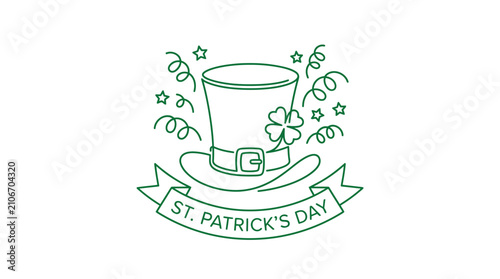 Fotografie St. Patrick's Day leprechaun hat line art.