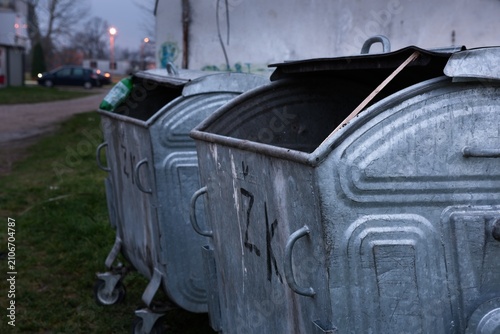 Garbage dumpster close up