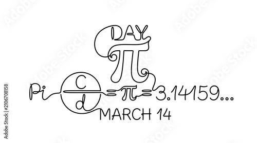 Pi Day mathematical typography for March 14 celebration.