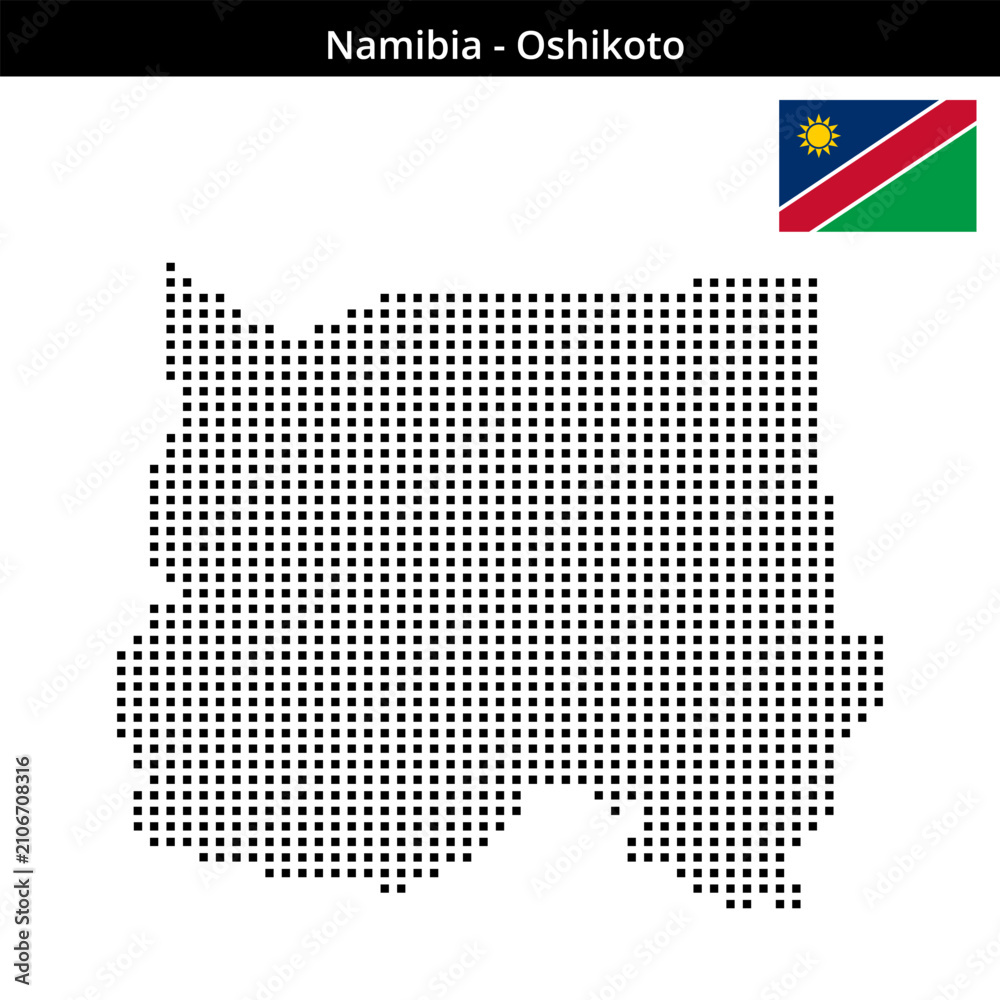 Fototapeta premium Map of Namibia region Oshikoto in medium size square dots