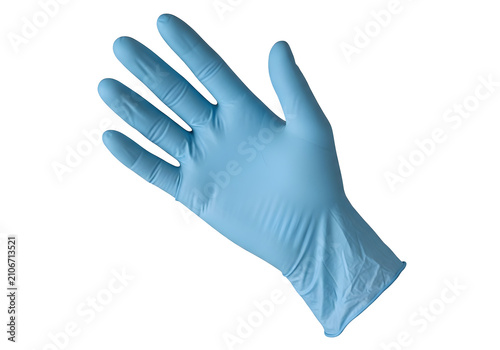 Light blue disposable glove isolated on white background