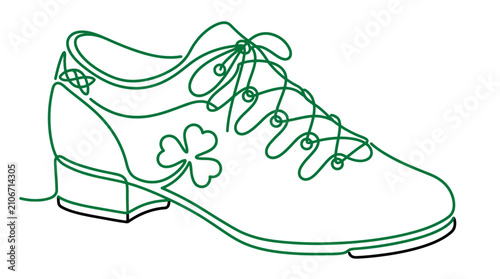 Foto St Patricks Day Irish dancing shoe with green clover.