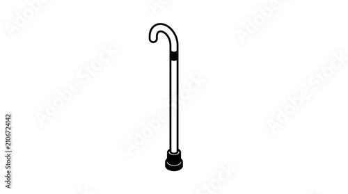 Tableau sur toile Classic Cane Walking Stick Icon, Simple Line Art Illustration