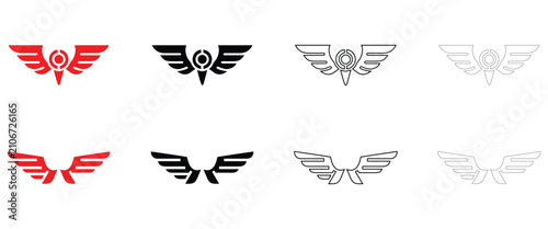 Fényképezés Drawing of a wing icon vector, bird wings symbol vector, silhouette and line art
