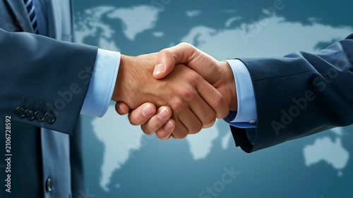 Focused Male And Female Business Professionals Shaking Hands In Office Setting, Establishing Agreement And Cooperation, Symbolizing Business Partnership And Collaboration, Corporate Environment.