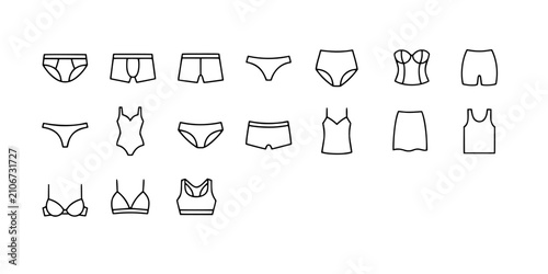 Quadro su tela Icon set collection of underwear lingerie intimate apparel panties bras briefs b