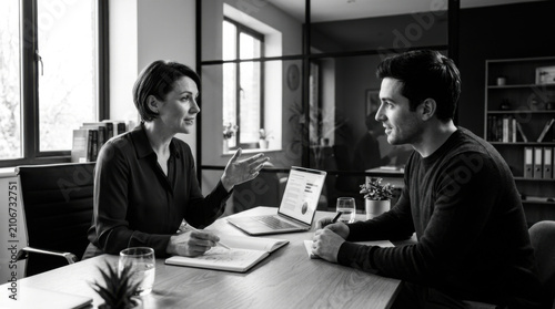 Professional Collaboration And Workplace Discussion In Modern Office Setting
