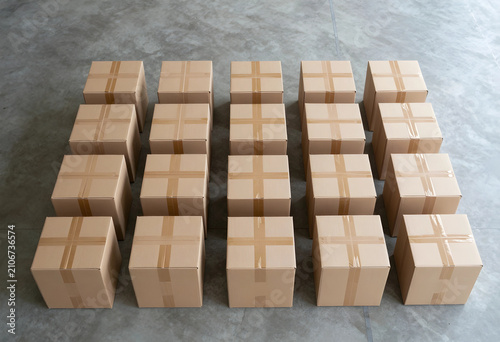 Multiple brown cardboard bo...