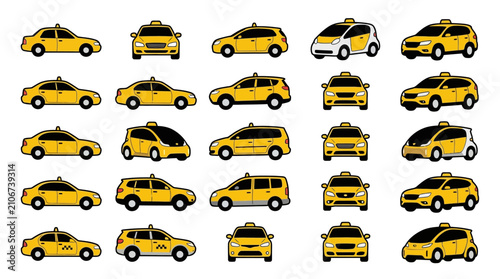 Yellow Cars in Various Angles.