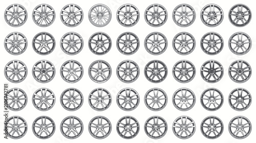 Multiple Circular Metallic Wheel Patterns.