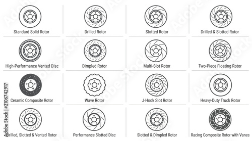 Various car alloy wheel designs.