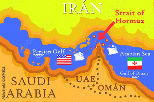 фотографія Strait of Hormuz blockade ship oil tanker war map graphic Iran EEUU USA crude oi