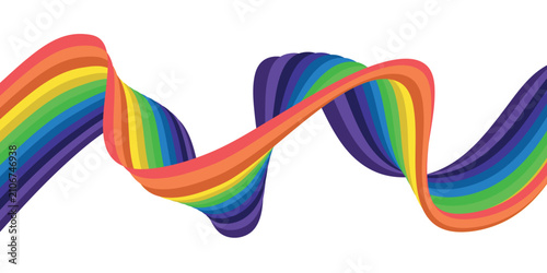 Fotografía colorful on white abstract perspective line wave stripes with 3d dimensional effect isolated on white