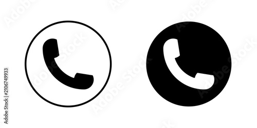 Konstfotografi Black and White Telephone Receiver Icon Set for Contact Communication Calling Cu