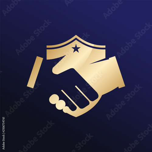 Handshake and Shield Logo with Star