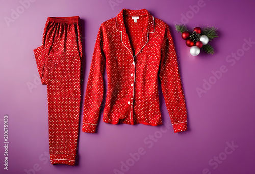 Red polka dot pajamas with ...