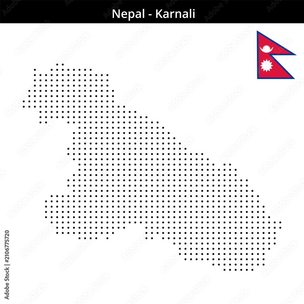 Fototapeta premium Map of Nepal region Karnali in small size dots