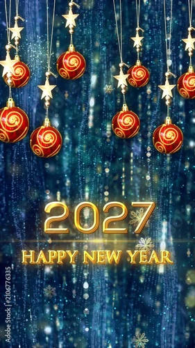 Mobile Vertical Resolution 2160 × 3840 Pixels, 2027 Happy New Year Greetings Background, 

Suitable for New Year Party, Holiday Seasons, New Year Greetings, 

Happy New Year Countdown Opener for 2027