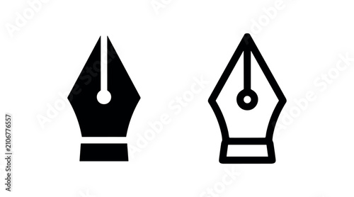 Foto Pen nib icons, solid and outline styles.