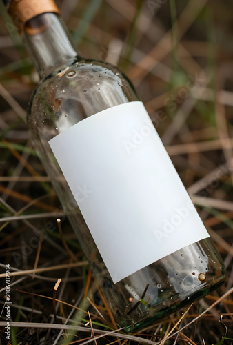 Empty glass bottle with a b...