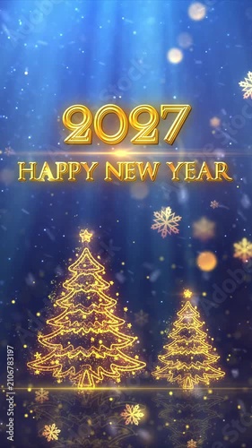Mobile Vertical Resolution 2160 × 3840 Pixels, 2027 Happy New Year Greetings Background, 

Suitable for New Year Party, Holiday Seasons, New Year Greetings, 

Happy New Year Countdown Opener for 2027