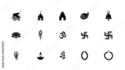 Foto Black devotional symbols set featuring sacred icons and ritual emblems in minima