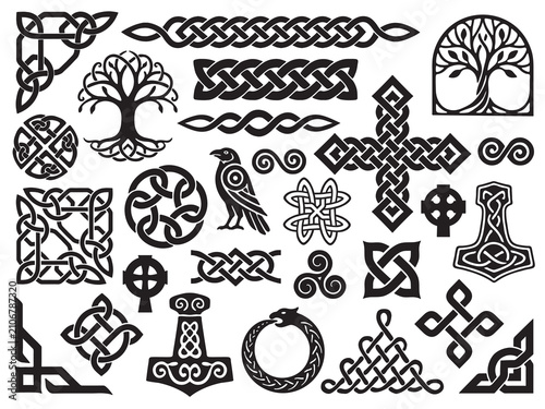 Celtic, Viking and Norse Symbol Collection with Knotwork, Borders and Corners