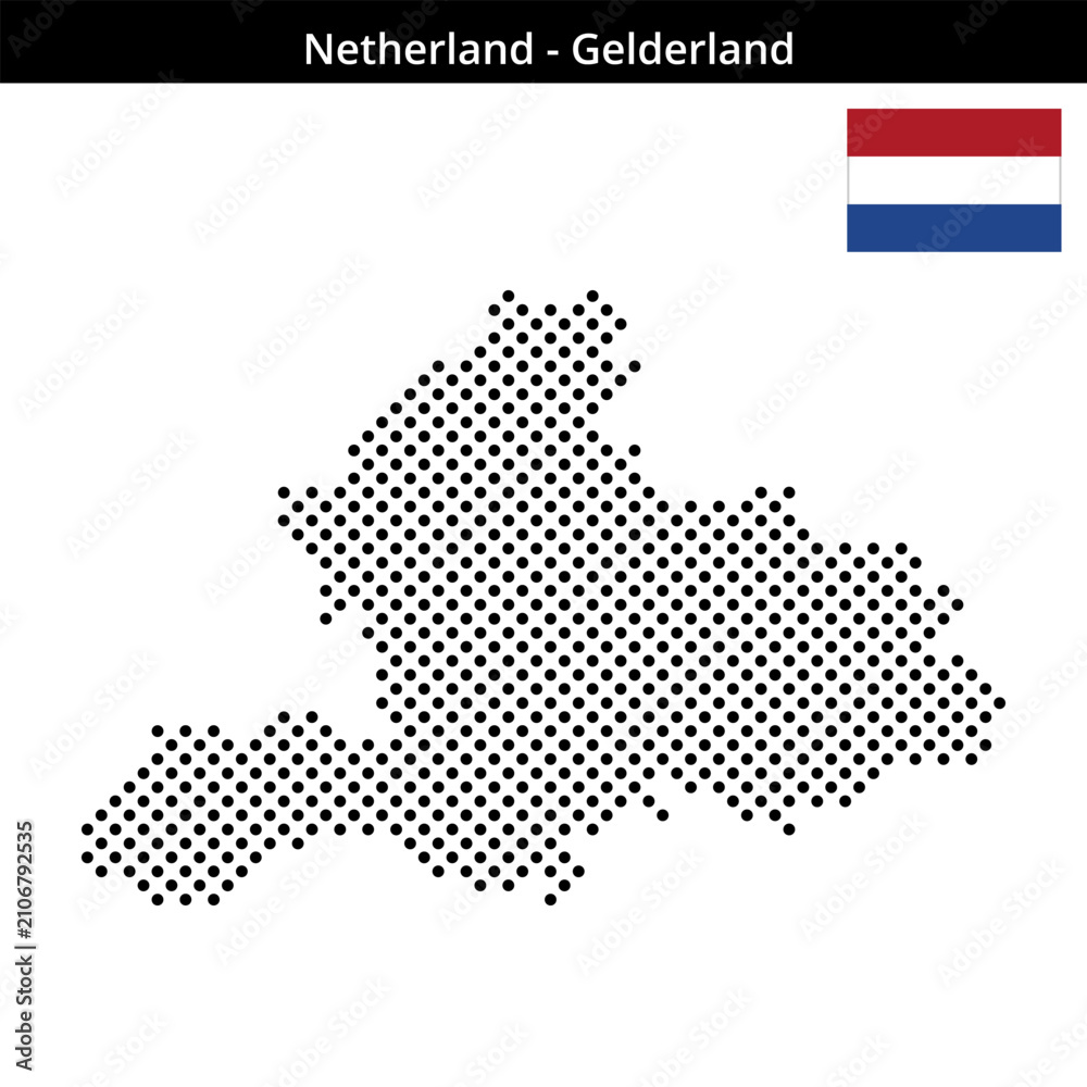 Obraz premium Map of Netherland region Gelderland in medium sized cross shaped dots