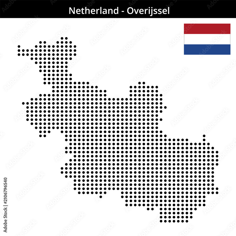 Fototapeta premium Map of Netherland region Overijssel in medium size dots