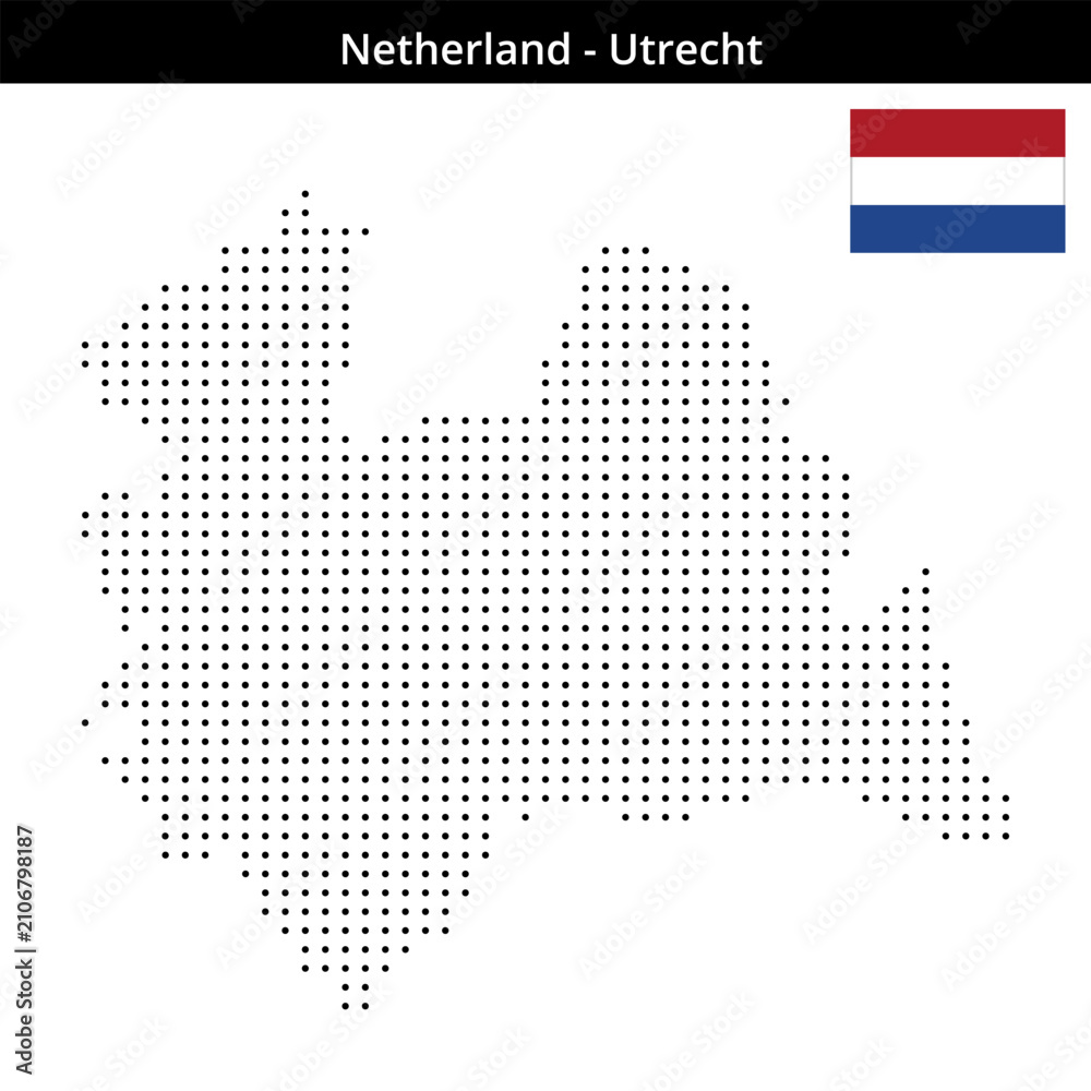 Fototapeta premium Map of Netherland region Utrecht in small size dots