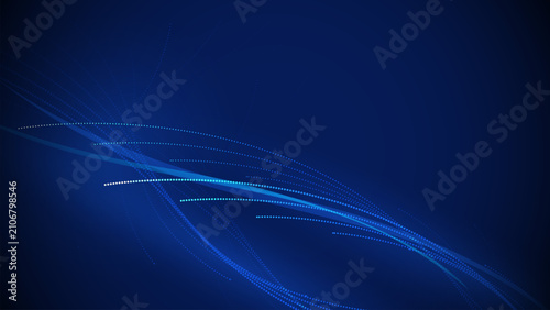 Blue abstract background with Modern particle wavy lines pattern. Technology ...