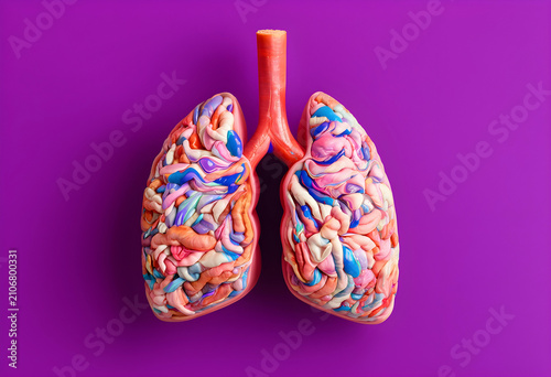 Colorful human lungs with a...