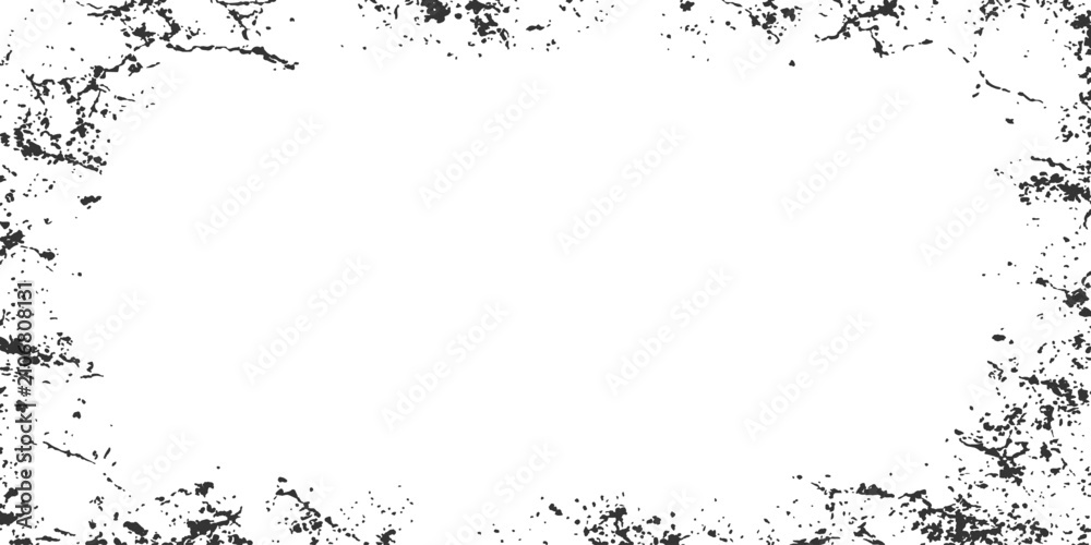Fototapeta premium Abstract Grunge Border: A distressed, textured frame in black and white surrounds a central blank space, offering a raw, artistic overlay for design projects.
