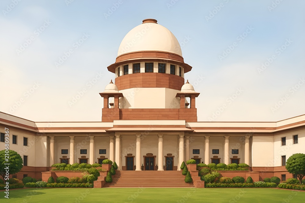 Obraz premium Exterior facade of the supreme court of india building in new delhi with building architecture government judicial landmark structure exteriors
