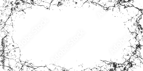 Cuadro en lienzo Cracked Texture Frame: A stark, distressed frame made of dark, jagged cracks on a clean white background, evoking a sense of age, fragility, or brokenness