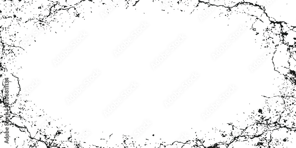 Obraz premium Cracked Surface Border: A stark, abstract border of cracked texture, reminiscent of dry earth or broken glass, framing an empty white space, offering a powerful visual metaphor for fragility or decay.