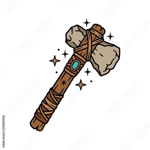 Bild auf Leinwand Ancient Stone Axe with Turquoise Inlay