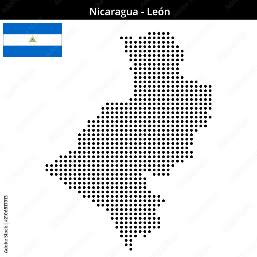 Obraz premium Map of Nicaragua region León in medium size dots